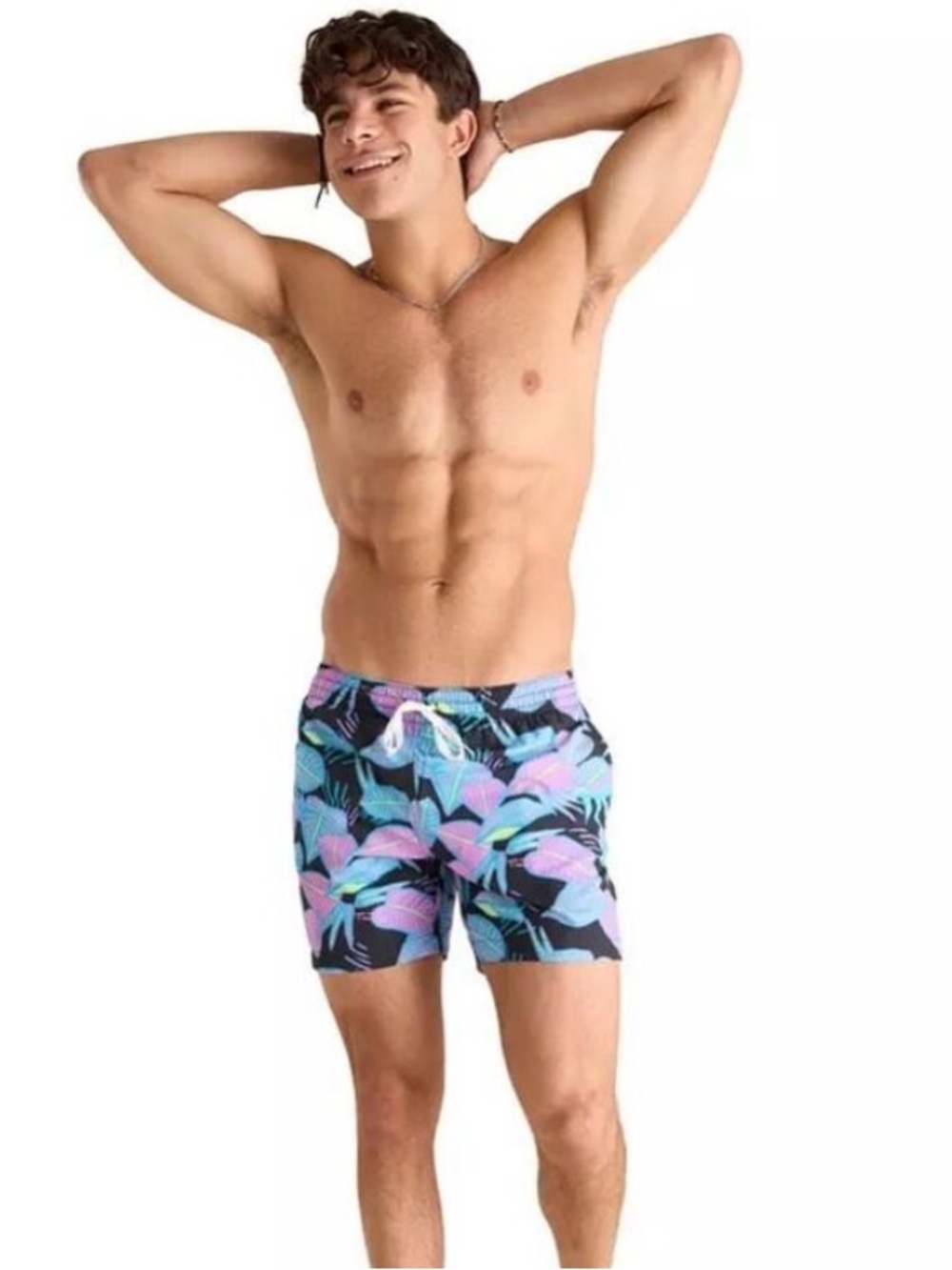 Chubbies Men’s The Fluorescent Funk 5.5” Swim Trunks Black Pink Blue M NWT